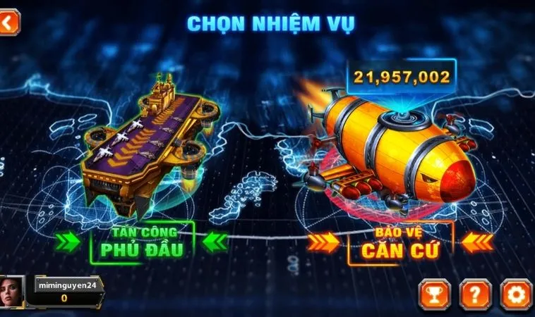 Chơi Bắn Cá Đại Chiến B52 88Goals Săn Thưởng Khủng Chi Tiết Nhất 2 Chọn nhiệm vụ trong game Bắn Cá Đại Chiến B52 88Goals