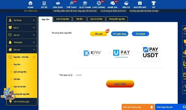 Tuyệt Chiêu Nạp Tiền 88Goals Siêu Tốc Nhận Ngay Ưu Đãi Khủng Hôm Nay 2 Giao diện nạp tiền 88Goals